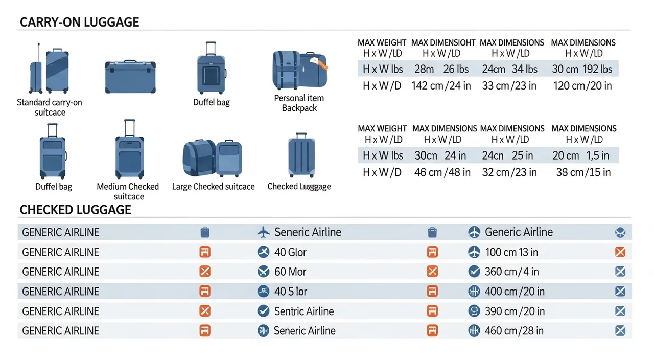 주요 항공사별 위탁수하물 기본 규정 (2026년 업데이트)